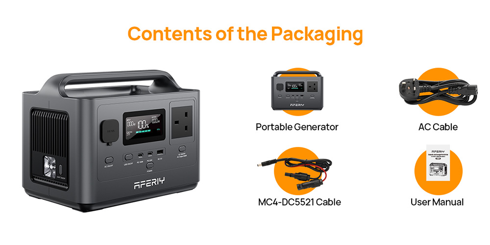 AFERIY P040 Portable Power Station 400W 256Wh Outdoor Generator 5 Outputs 1 2H Full Charge 3500 Cycles LiFePO₄ Battery -