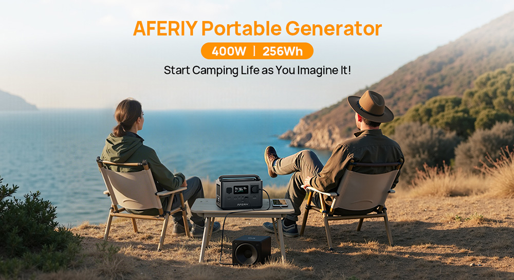 AFERIY P040 Portable Power Station 400W 256Wh Outdoor Generator 5 Outputs 1 2H Full Charge 3500 Cycles LiFePO₄ Battery -
