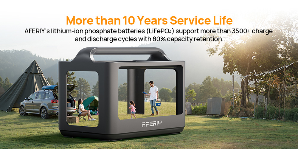 AFERIY P040 Portable Power Station 400W 256Wh Outdoor Generator 5 Outputs 1 2H Full Charge 3500 Cycles LiFePO₄ Battery -