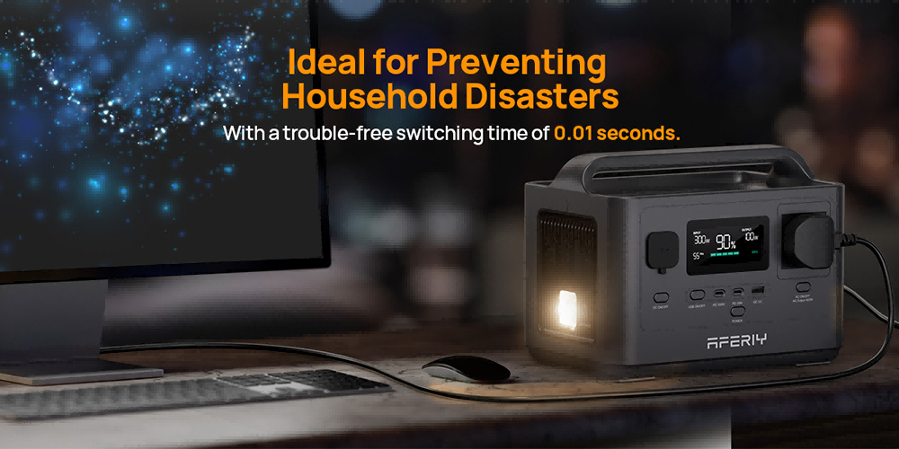 AFERIY P040 Portable Power Station 400W 256Wh Outdoor Generator 5 Outputs 1 2H Full Charge 3500 Cycles LiFePO₄ Battery -