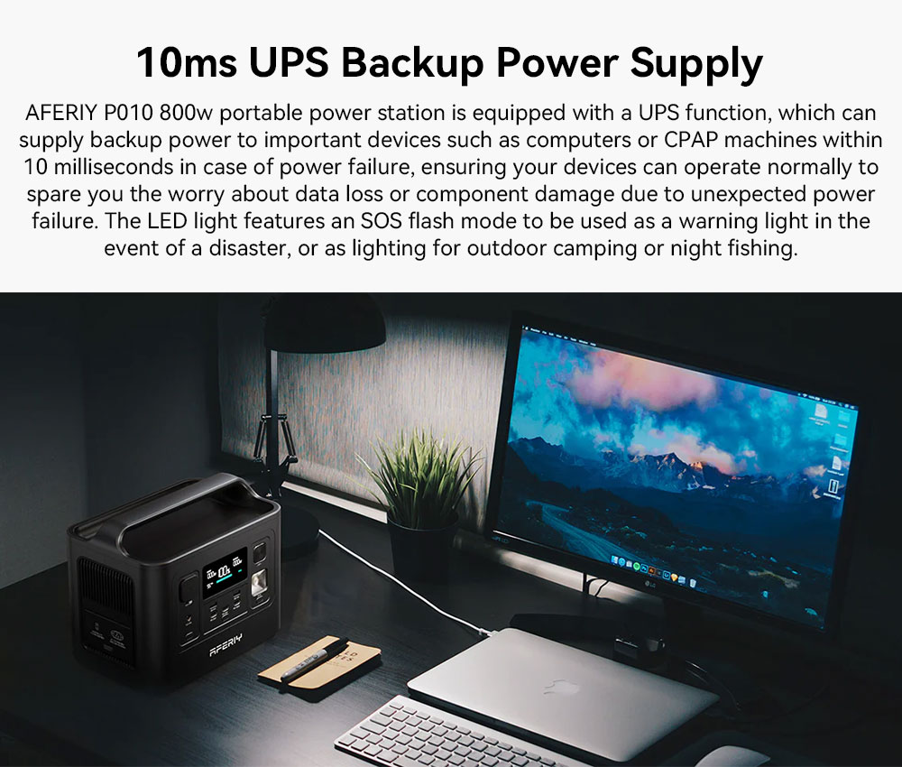 AFERIY P010 Portable Power Station 800W 512Wh Outdoor Generator 8 Outputs 1 5H Full Charge 3500 Cycles LiFePO₄ Battery -