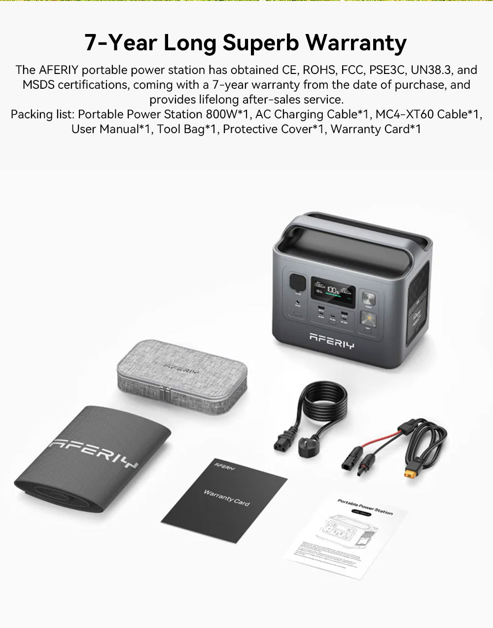 AFERIY P010 Portable Power Station 800W 512Wh Outdoor Generator 8 Outputs 1 5H Full Charge 3500 Cycles LiFePO₄ Battery -