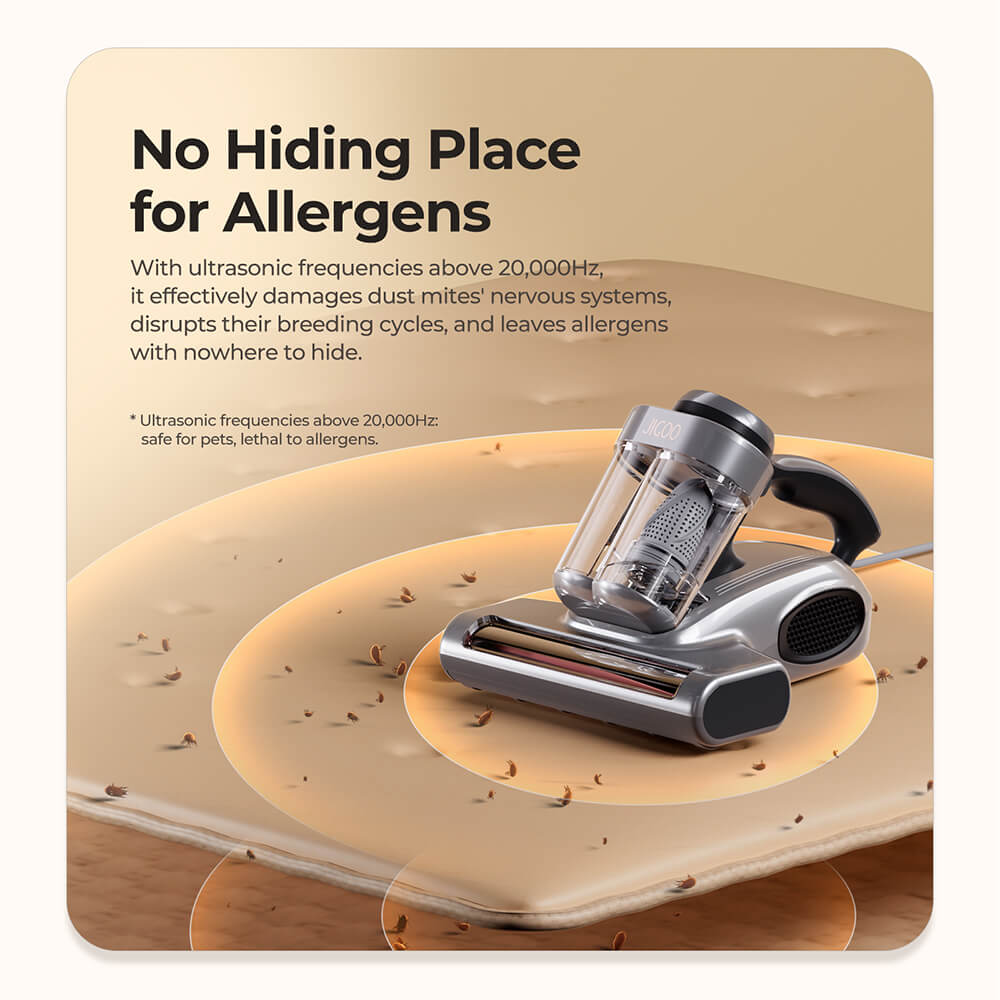 JIGOO J300 Pro Smart Mattress Vacuum Cleaner 550W Motor 48 000RPM Tapping Frequency 14kPa Strong Suction Dual-Cup Filtration UV Sterilization 60°C Hot Air 0 5L Dust Cup Dust Mite Detection