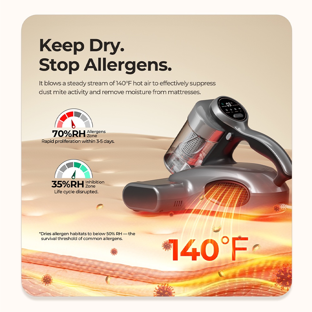 JIGOO J300 Pro Smart Dual-Cup Mattress Vacuum Cleaner EU