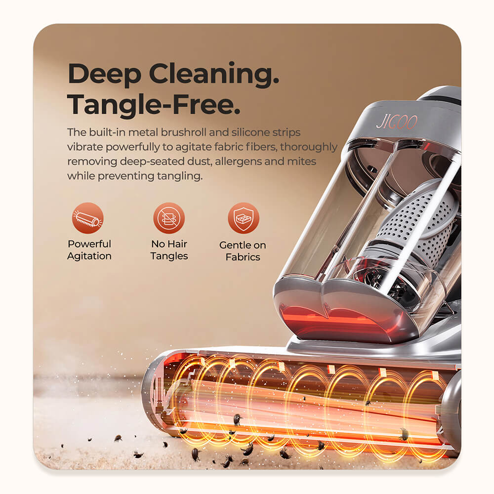 JIGOO J300 Pro Smart Mattress Vacuum Cleaner 550W Motor 48 000RPM Tapping Frequency 14kPa Strong Suction Dual-Cup Filtration UV Sterilization 60°C Hot Air 0 5L Dust Cup Dust Mite Detection