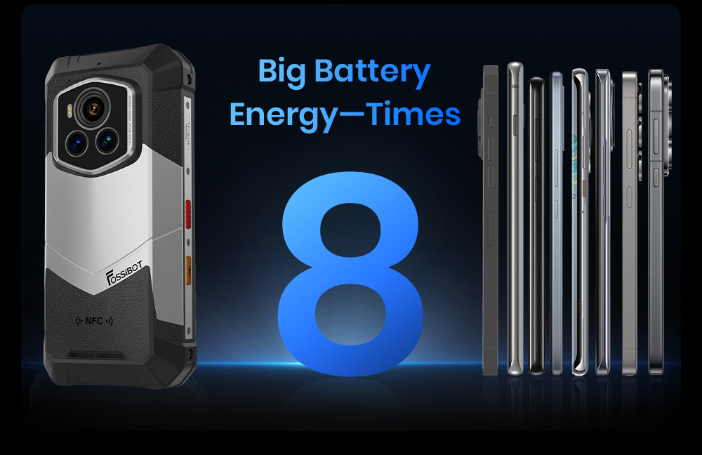 Fossibot F107 Pro Rugged Smartphone  12 512GB  6 95inch Display  28 000mAh Battery  200MP AI Camera  66W Fast Charge  Night Vis