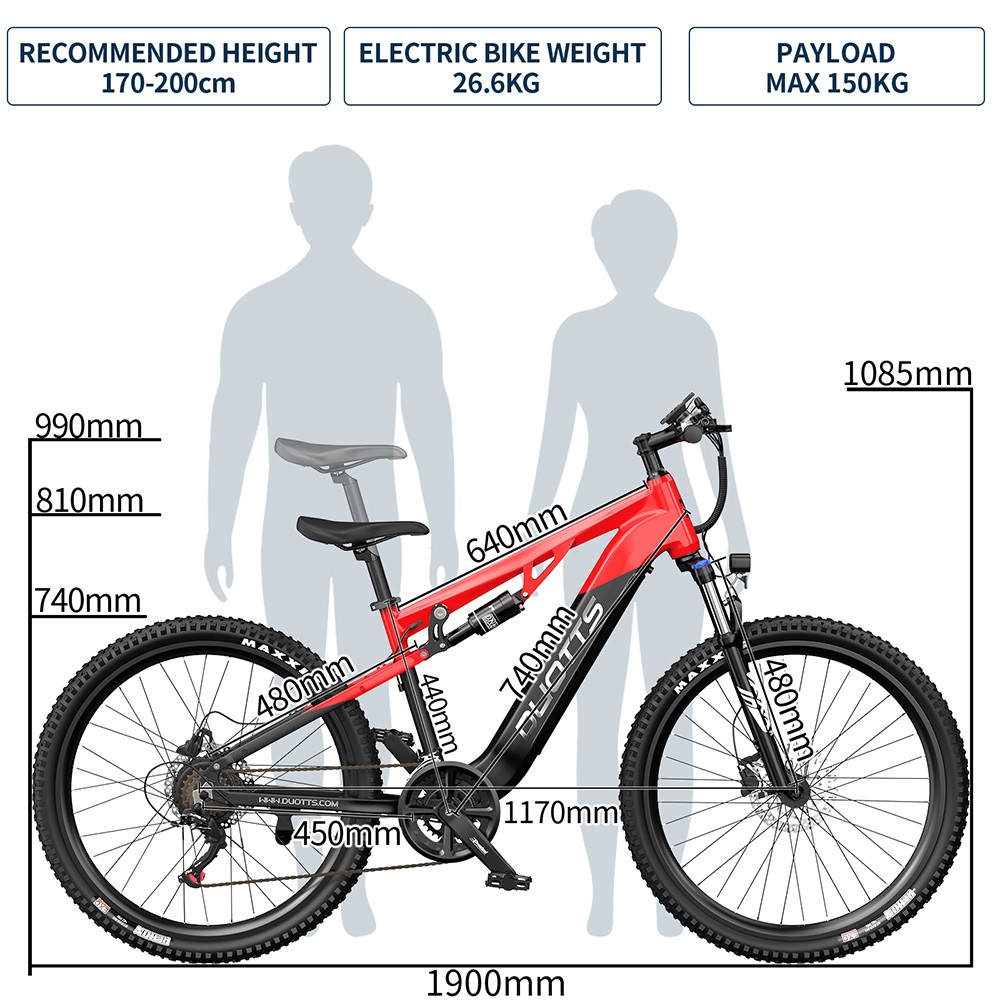 DUOTTS E29 Electric Bike 250W Motor 48V 13 5Ah Battery 27 5 inch Tires 25km/h Max Speed 90km Range Shimano Hydraulic Disc