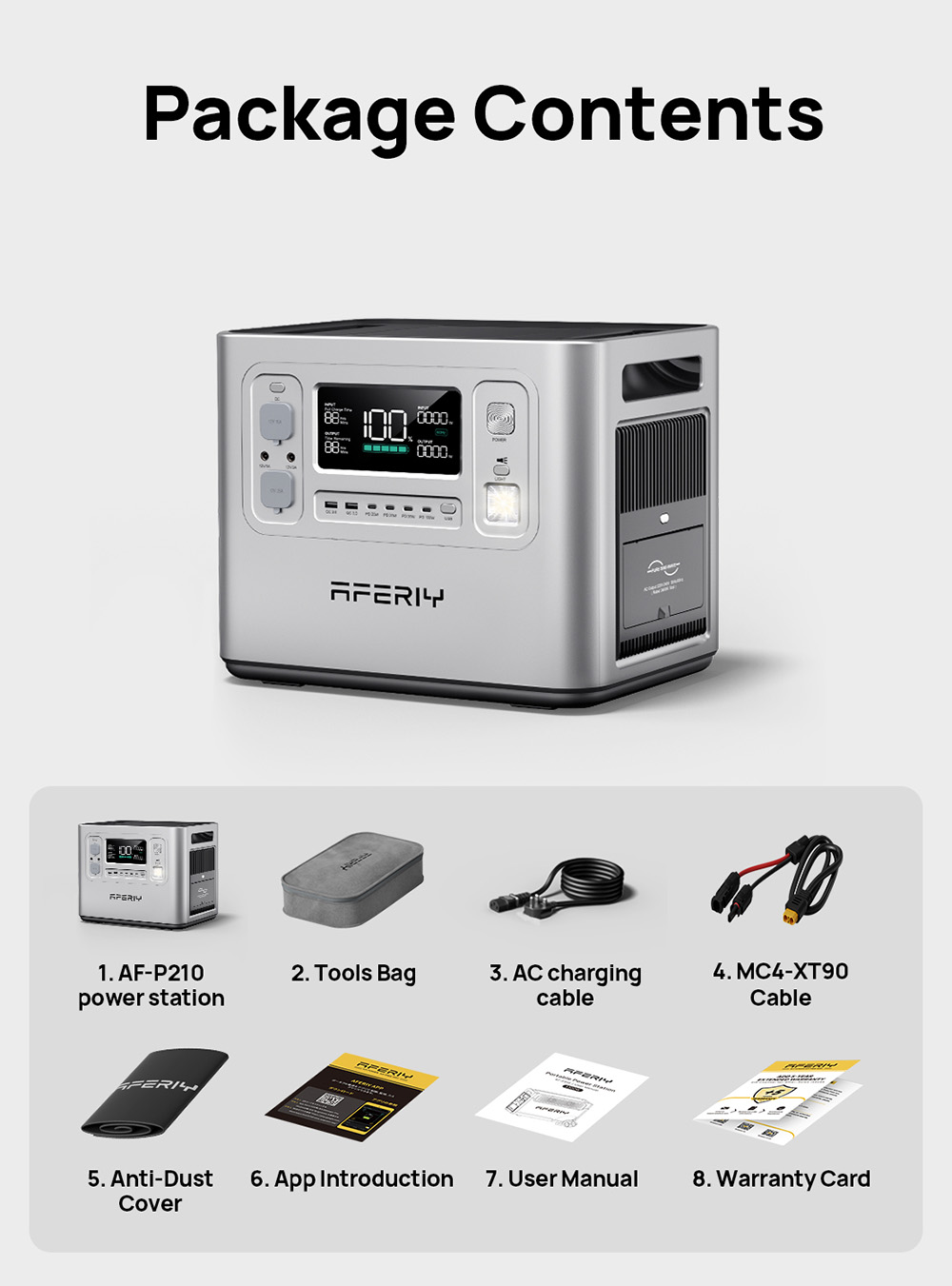 AFERIY P210 Portable Power Station  2400W 2048Wh Outdoor Generator  App Control 13 Outputs  1 5H Full Charge  4000  Cycles LiFe