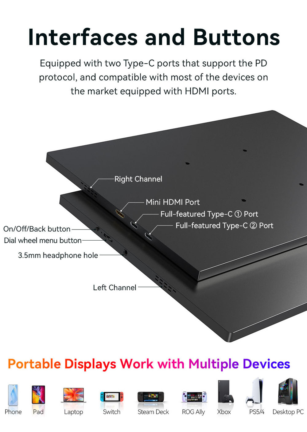 AOSIMAN 134UCT 13 4 inch Touchscreen Portable Monitor  4K UHD 3840*2400 Display  Dual Speakers  178° Full Viewing  Low Blue Li