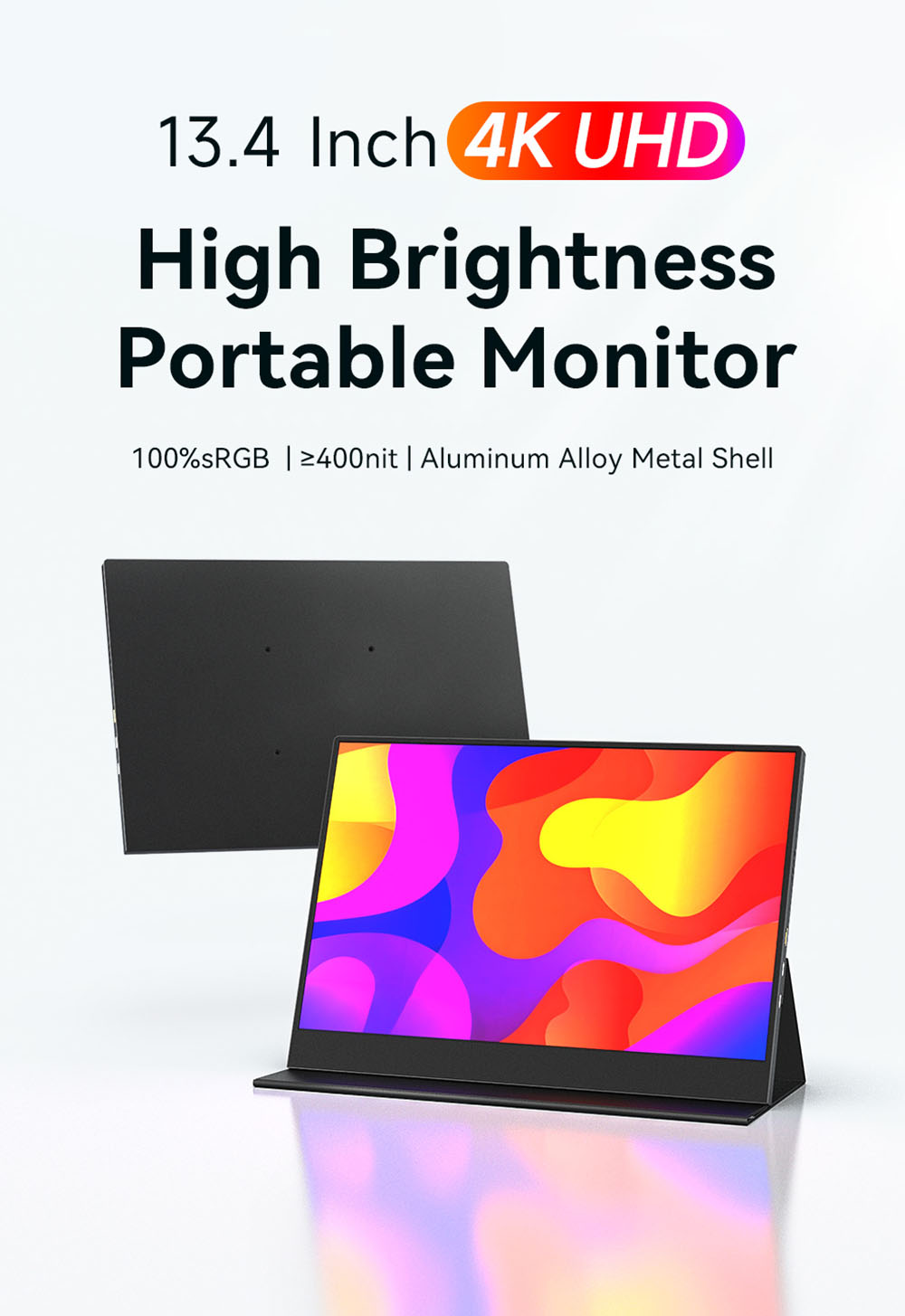 AOSIMAN 134UCT 13 4 inch Touchscreen Portable Monitor  4K UHD 3840*2400 Display  Dual Speakers  178° Full Viewing  Low Blue Li