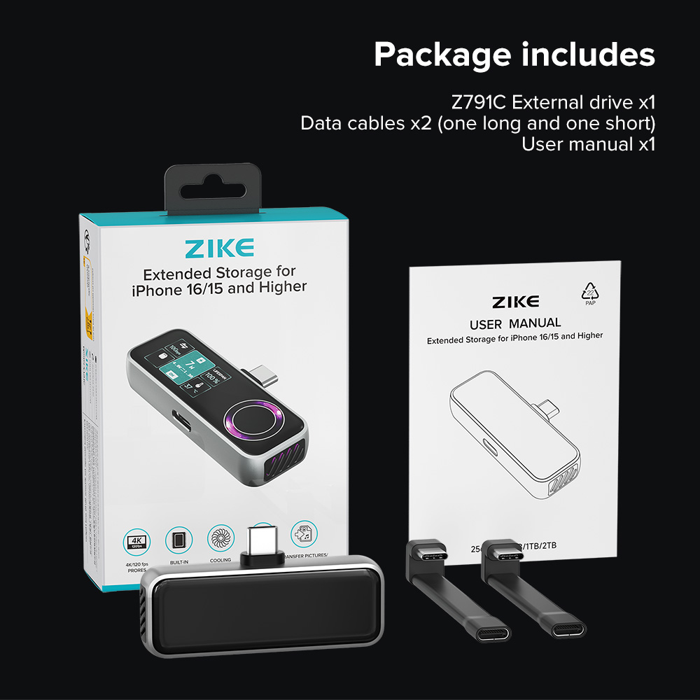 ZIKE Z791C USB-C Magnetic Extended Storage for iPhone 16/15 Series - 512GB