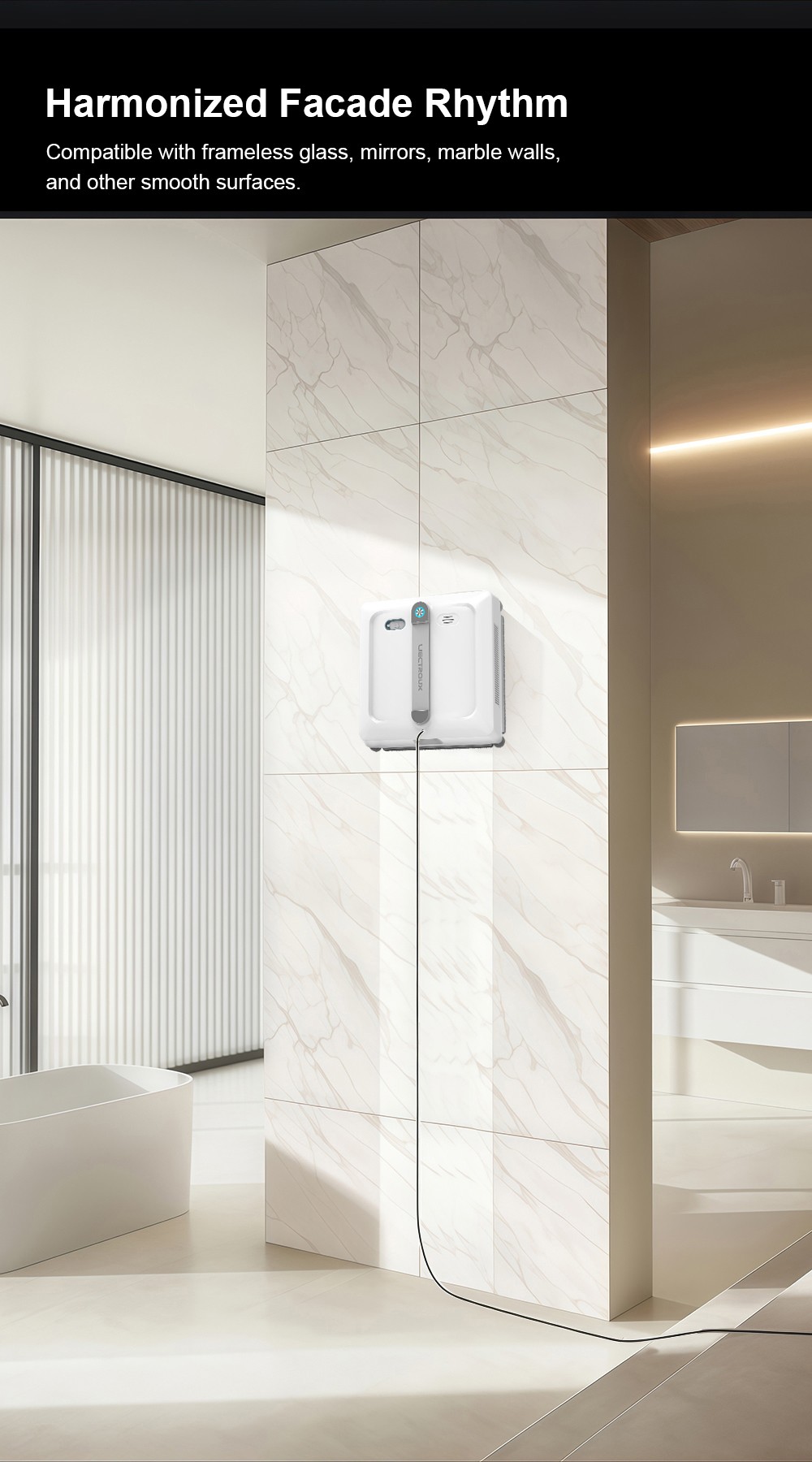 Liectroux S9 Window Cleaning Robot  Dual Roller Brushes  6-way Water Spray  9000Pa Suction  Remote and App Control