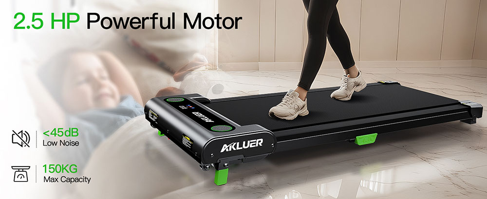 Akluer 480L-A Walking Pad with Incline 2 5HP Quiet Motor Remote Control