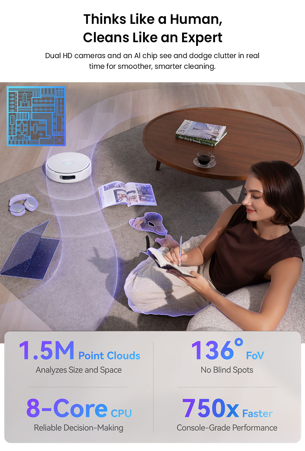 Narwal Flow Robot Vacuum Cleaner 22000Pa Hyper Suction  Real-Time Self-Cleaning  AI-Powered Obstacle Avoidance  Ideal for Pet H