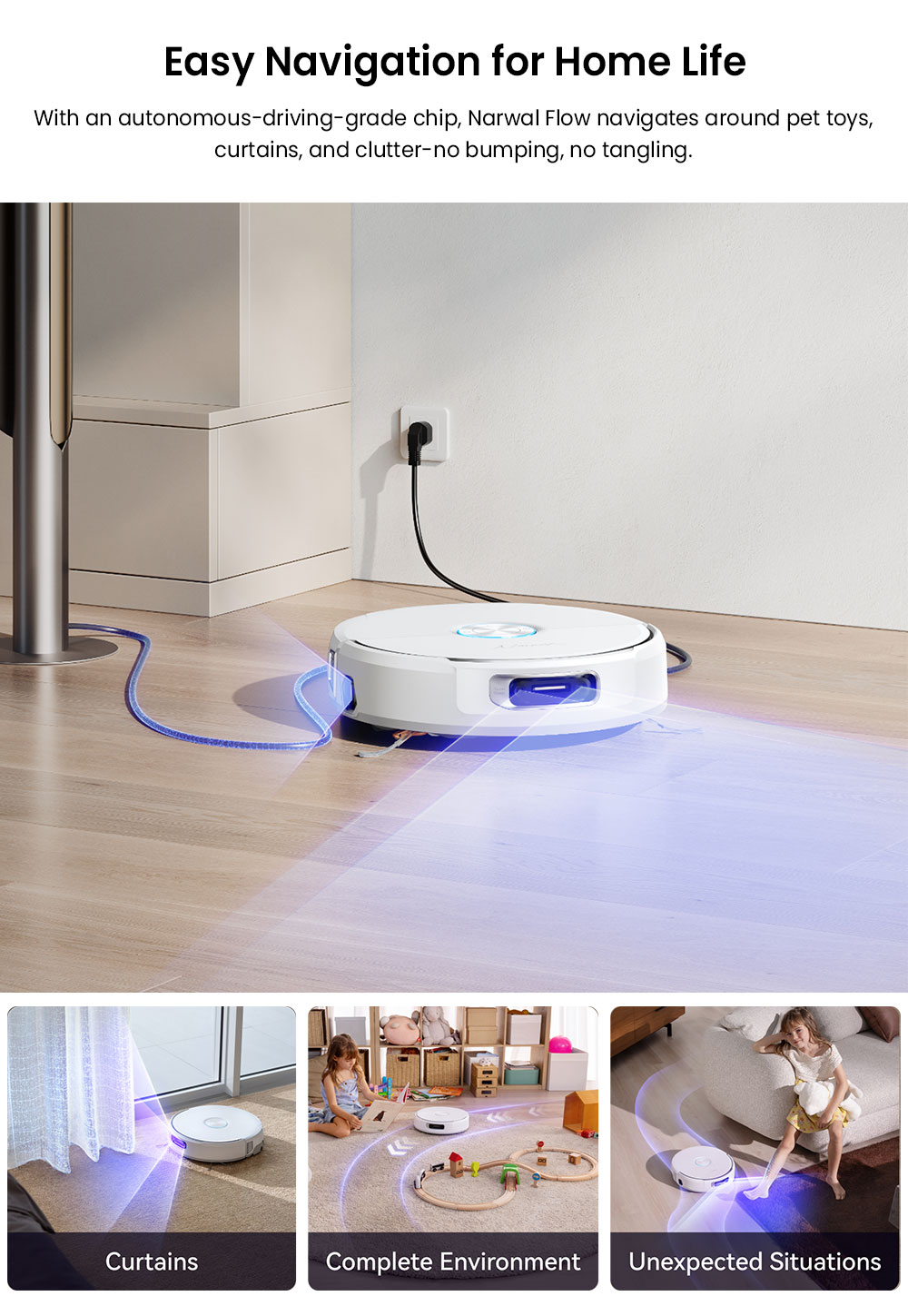 Narwal Flow Robot Vacuum Cleaner 22000Pa Hyper Suction  Real-Time Self-Cleaning  AI-Powered Obstacle Avoidance  Ideal for Pet H