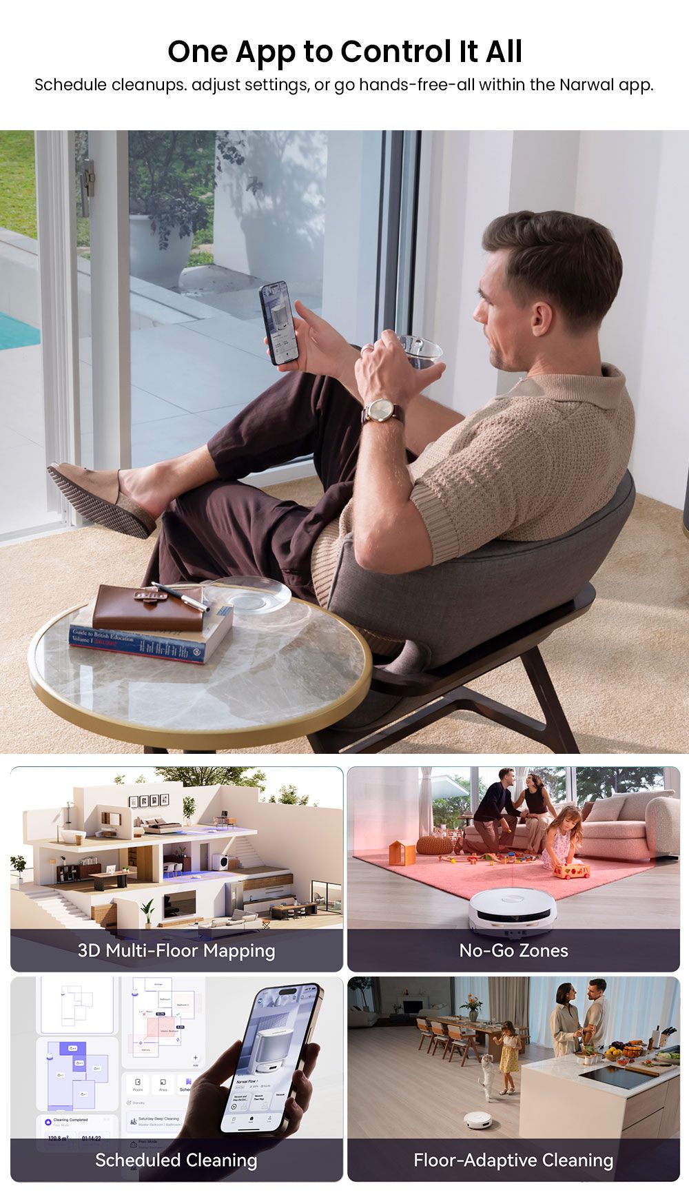 Narwal Flow Robot Vacuum Cleaner 22000Pa Hyper Suction  Real-Time Self-Cleaning  AI-Powered Obstacle Avoidance  Ideal for Pet H