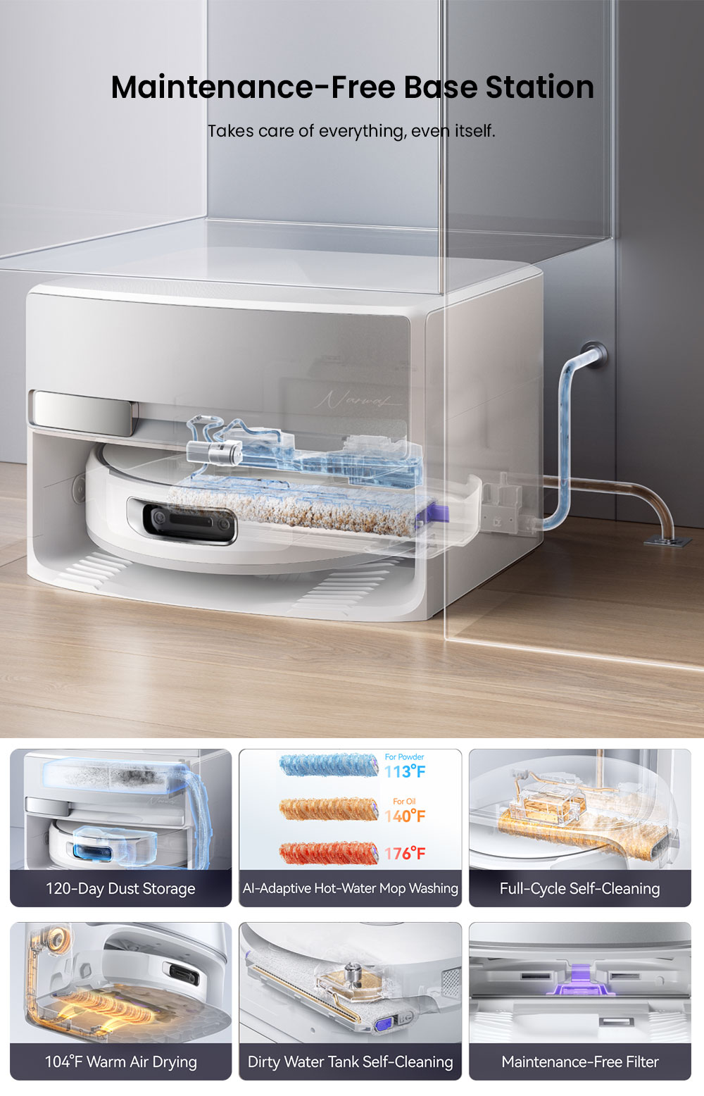 Narwal Flow Robot Vacuum Cleaner 22000Pa Hyper Suction  Real-Time Self-Cleaning  AI-Powered Obstacle Avoidance  Ideal for Pet H