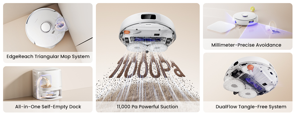 Narwal Freo X10 Pro Robot Vacuum Cleaner  Tangle Free Robot Mop  11000Pa Powerful Suction  Self-Emptying  Auto Mop Washing  Aut