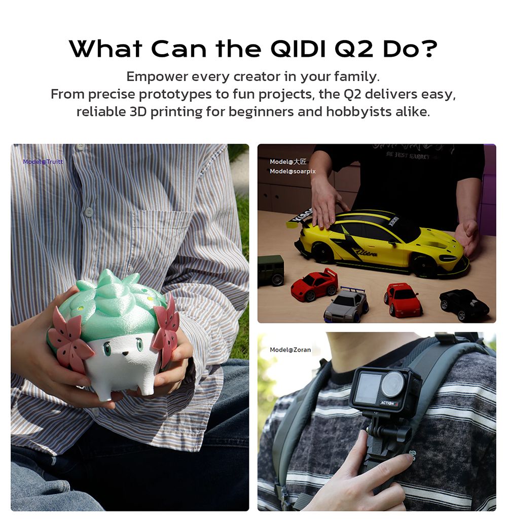 QIDI TECH Q2 3D Printer  600mm/s High-Speed  370°C Hot End  Enclosed Chamber 65°C  Auto Leveling  AI Camera  Large Build Volu