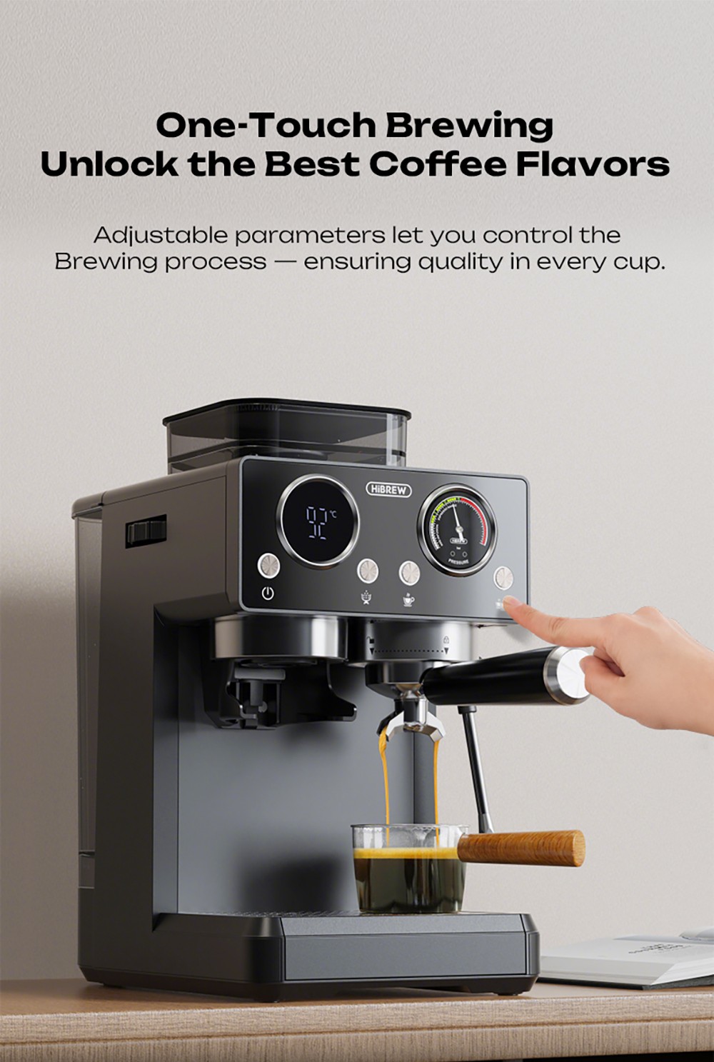 HiBREW H20 All-in-One Coffee Machine with Built-in Grinder  Dual Hot