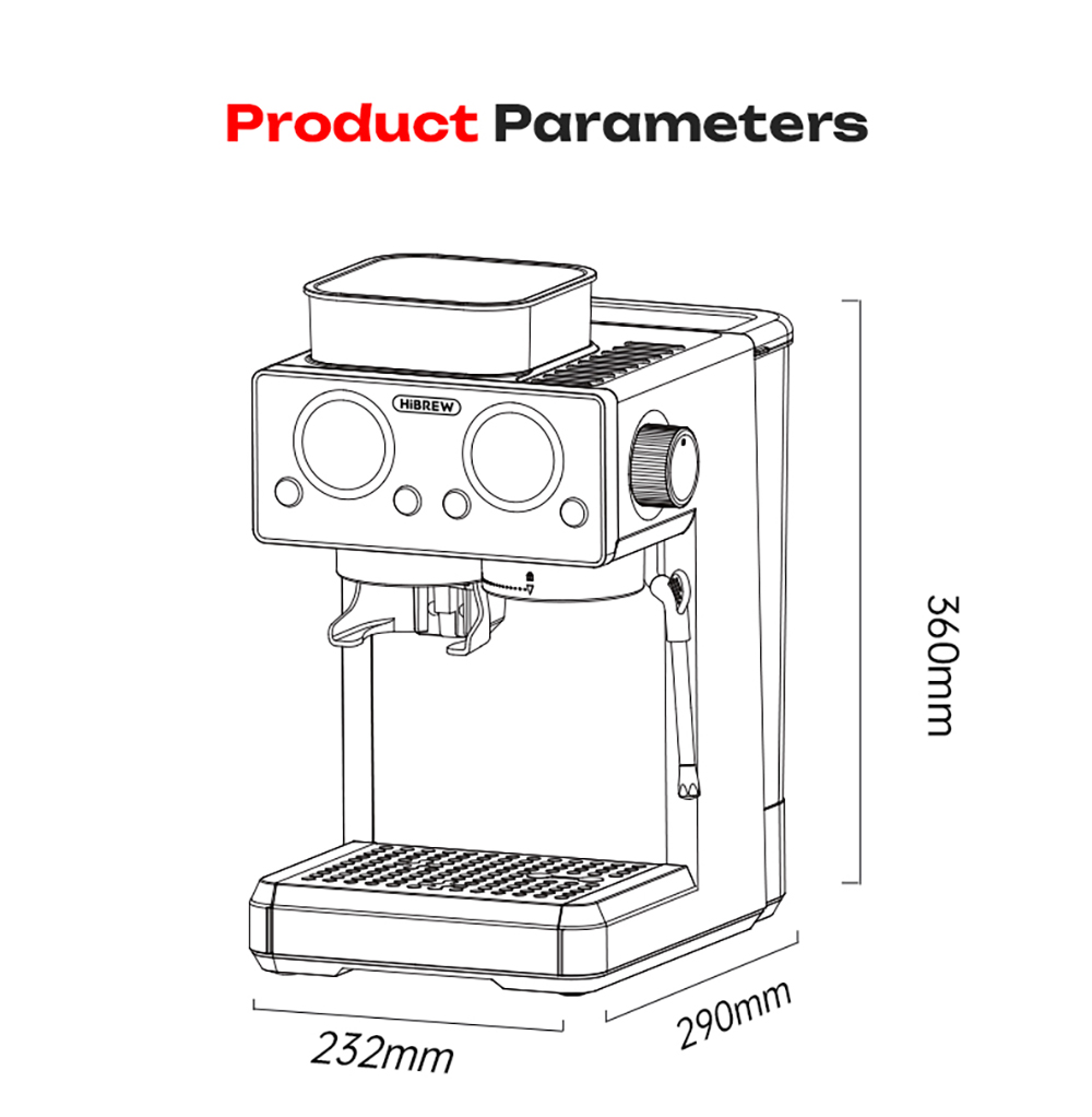 HiBREW H20 All-in-One Coffee Machine with Built-in Grinder  Dual Hot