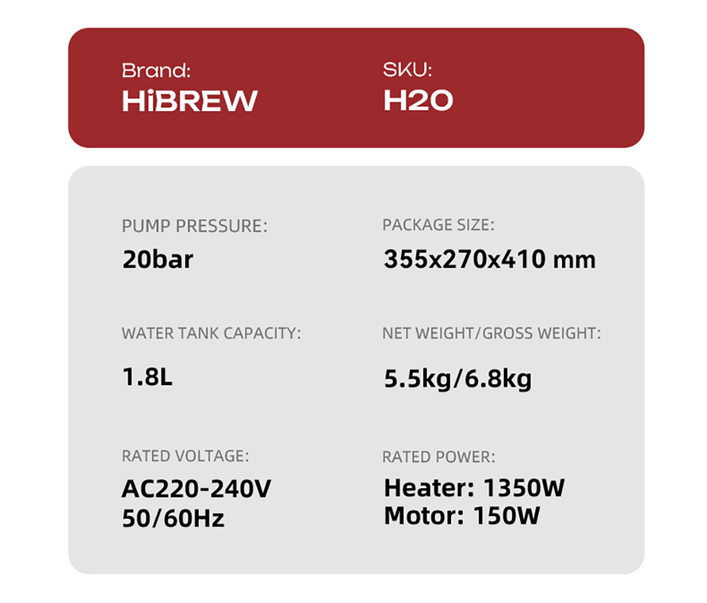 HiBREW H20 All-in-One Coffee Machine with Built-in Grinder  Dual Hot