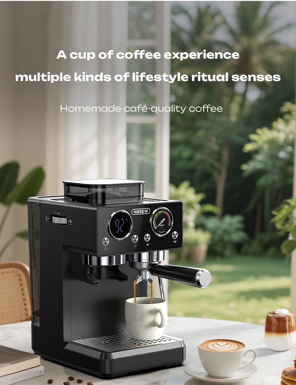 HiBREW H20 All-in-One Coffee Machine with Built-in Grinder  Dual Hot