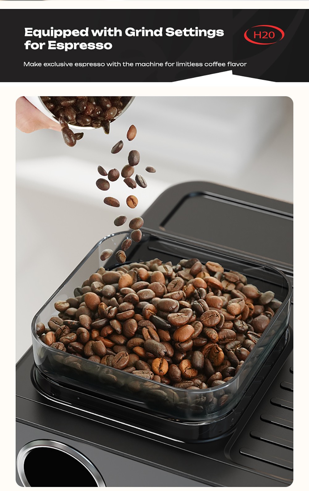 HiBREW H20 All-in-One Coffee Machine with Built-in Grinder  Dual Hot