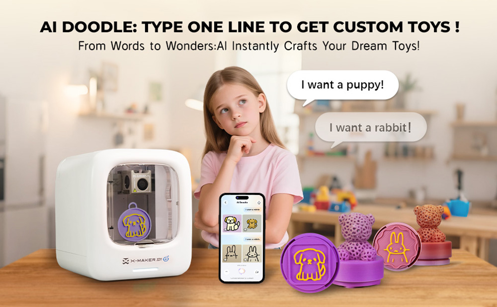 AOSEED X-MAKER JOY AI  V4 0 3D Printer for Kids  120x120x120mm Build Volume  260℃ Nozzle Temperature  300mm/s Print Speed  Wi