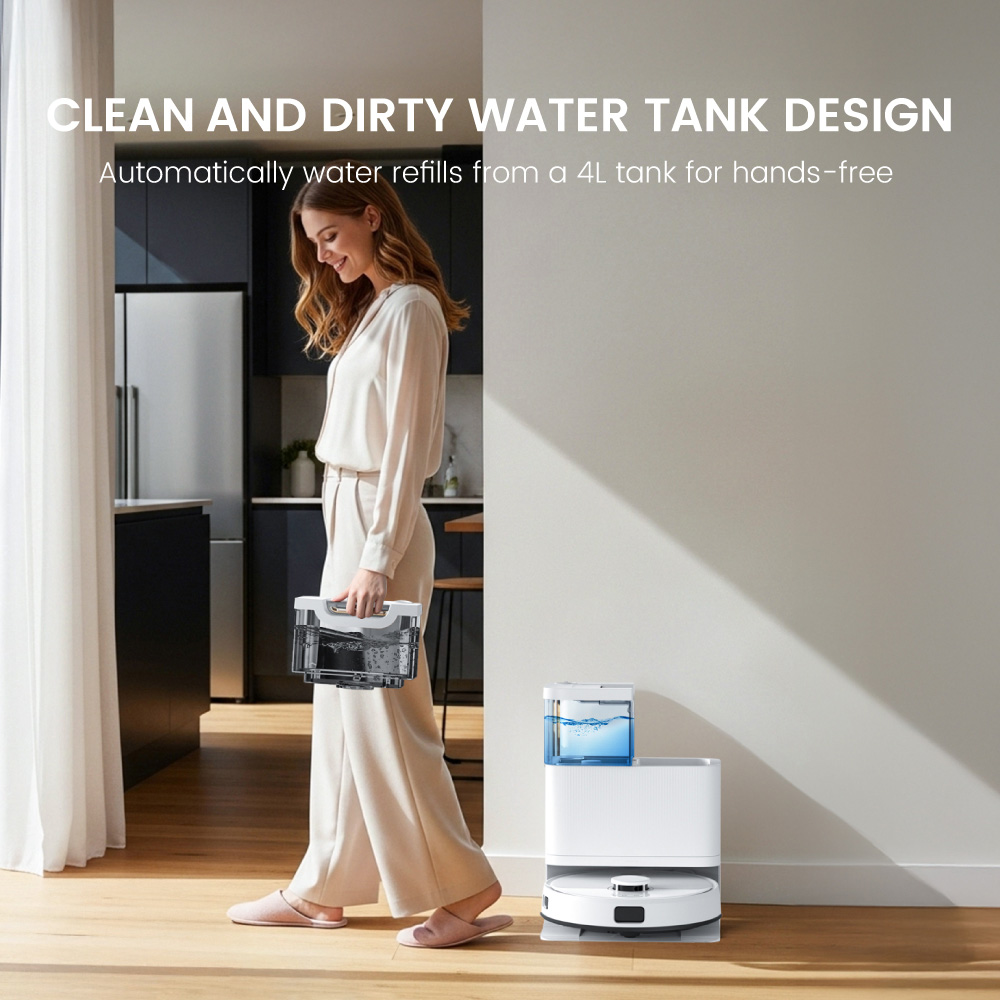Teendow D63S ULTRA Robot Vacuum and Mop  Super Suction  Edge Cleaning  Auto Mop Wash