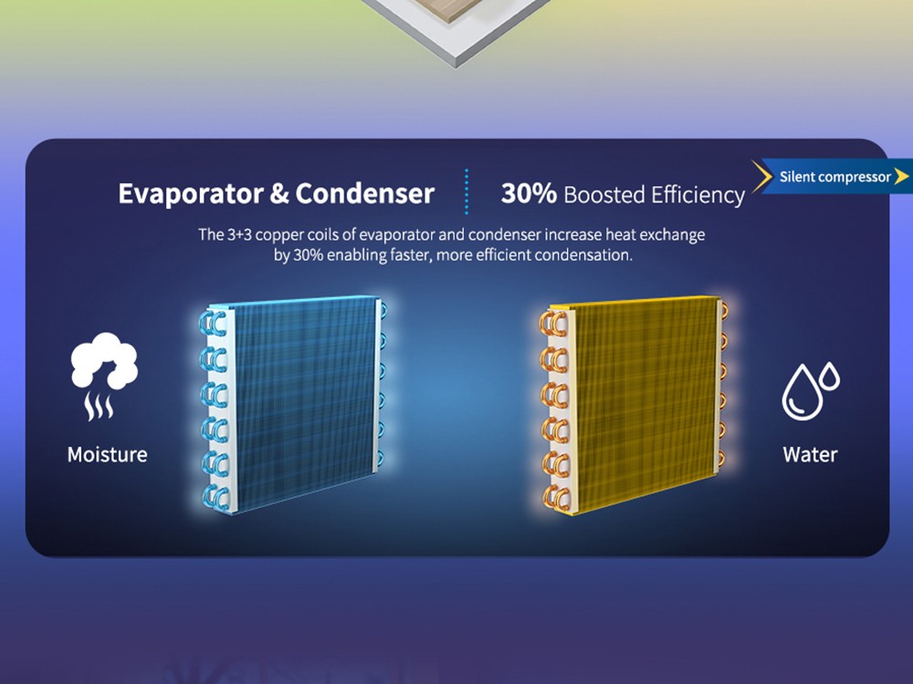 HUMILABS OL12-BD031A Portable Dehumidifier  12L Dehumidify Capacity  3 Modes  Auto/Manual Drainage  24-Hour Timer  Low Noise