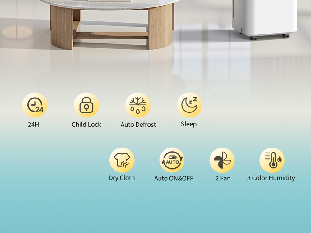 HUMILABS OL12-BD031A Portable Dehumidifier  12L Dehumidify Capacity  3 Modes  Auto/Manual Drainage  24-Hour Timer  Low Noise