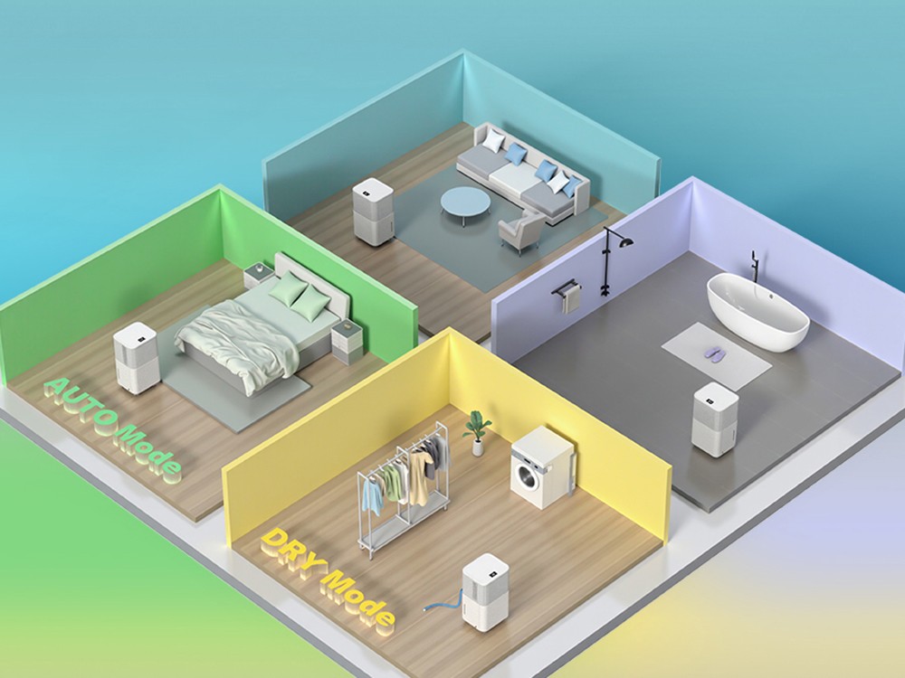 HUMILABS OL12-BD031A Portable Dehumidifier  12L Dehumidify Capacity  3 Modes  Auto/Manual Drainage  24-Hour Timer  Low Noise