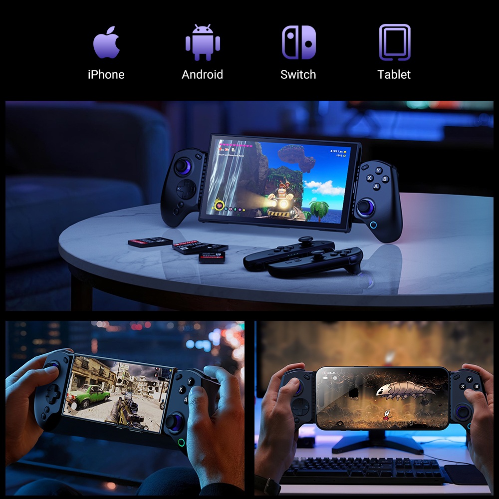 abxylute S8 Wireless Mobile Game Controller  Compatible with iPhone 17 Series  Android  Tablets  Switch 1/2  Extending up to 21