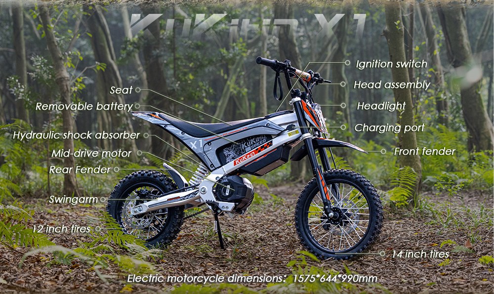 Kukirin X1 Electric Motorcycle  1000W Motor  48V 20 8Ah Battery  14 inch Front