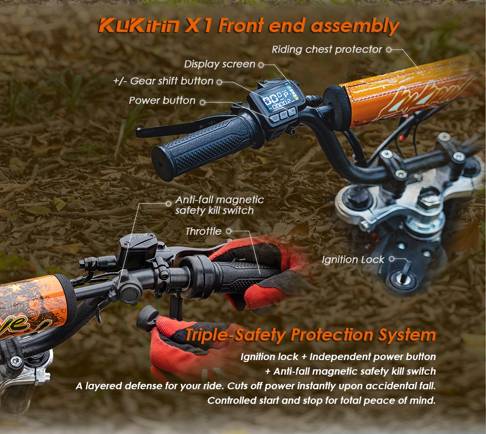 Kukirin X1 Electric Motorcycle  1000W Motor  48V 20 8Ah Battery  14 inch Front