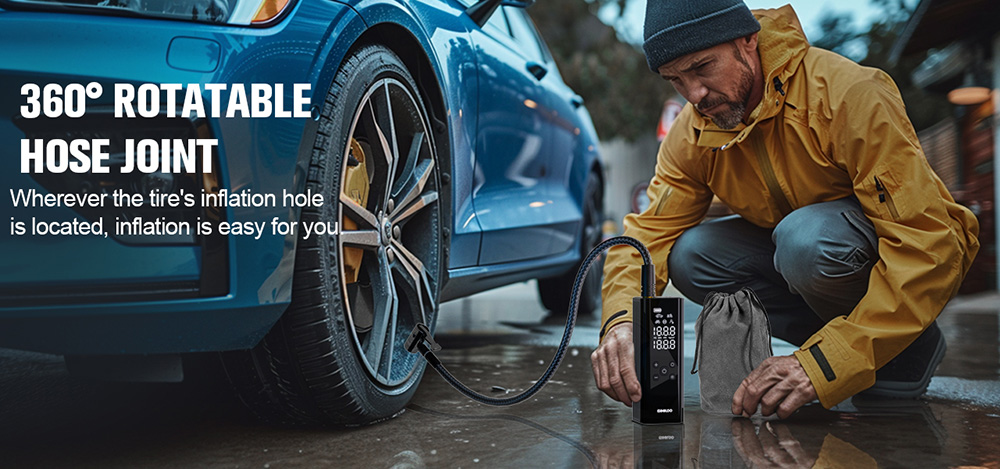 GOOLOO GT150 Portable Tire Inflator 150PSI Cordless Air Compressor 7500mAh Battery 5 Inflation Modes 4X Faster Tire Pump P