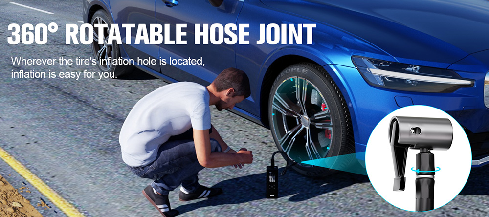 GOOLOO GT150 Portable Tire Inflator 150PSI Cordless Air Compressor 7500mAh Battery 5 Inflation Modes 4X Faster Tire Pump P