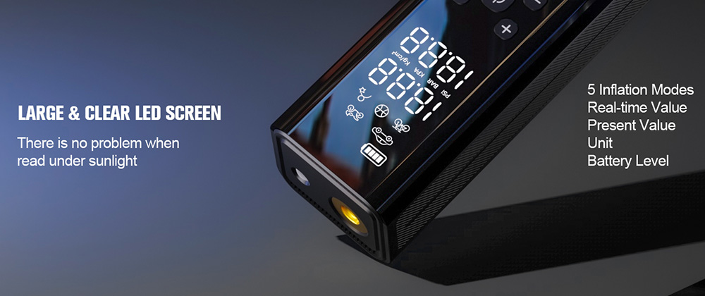 GOOLOO GT150 Portable Tire Inflator 150PSI Cordless Air Compressor 7500mAh Battery 5 Inflation Modes 4X Faster Tire Pump P