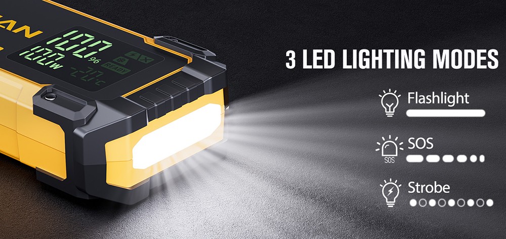 VTOMAN V10 Max 5500A 12V Car Jump Starter  3 2'' Display Screen  Battery Booster for All Gas