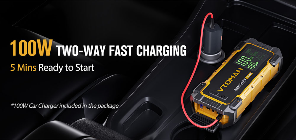 VTOMAN V10 Max 5500A 12V Car Jump Starter  3 2'' Display Screen  Battery Booster for All Gas