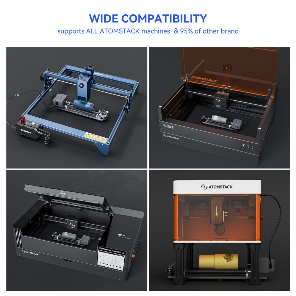 AtomStack R6 Rotary Roller with Riser Feet