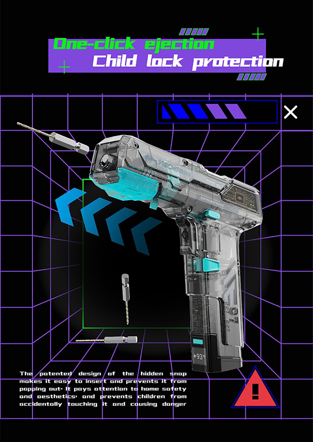 MECHTRON TL-G007S Lite Hammer Drill 8V Dual-Speed 15N m Torque 2000mAh Removable Battery Smart AI Control 2-in-1 Electric
