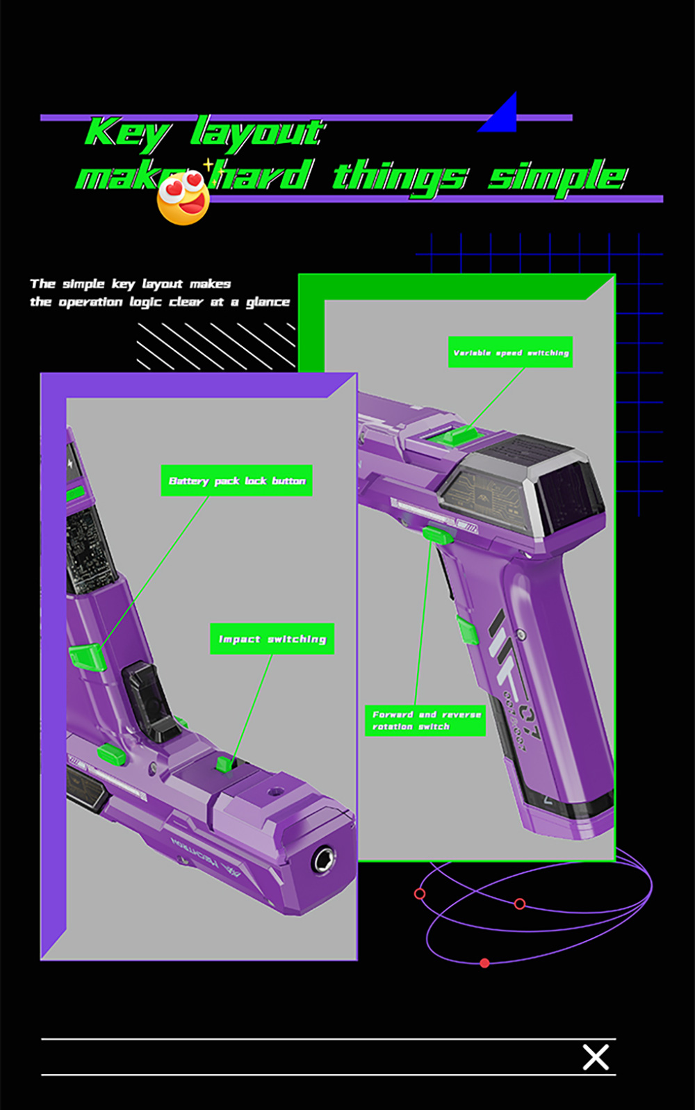 MECHTRON TL-G007S Lite Hammer Drill 8V Dual-Speed 15N m Torque 2000mAh Removable Battery Smart AI Control 2-in-1 Electric