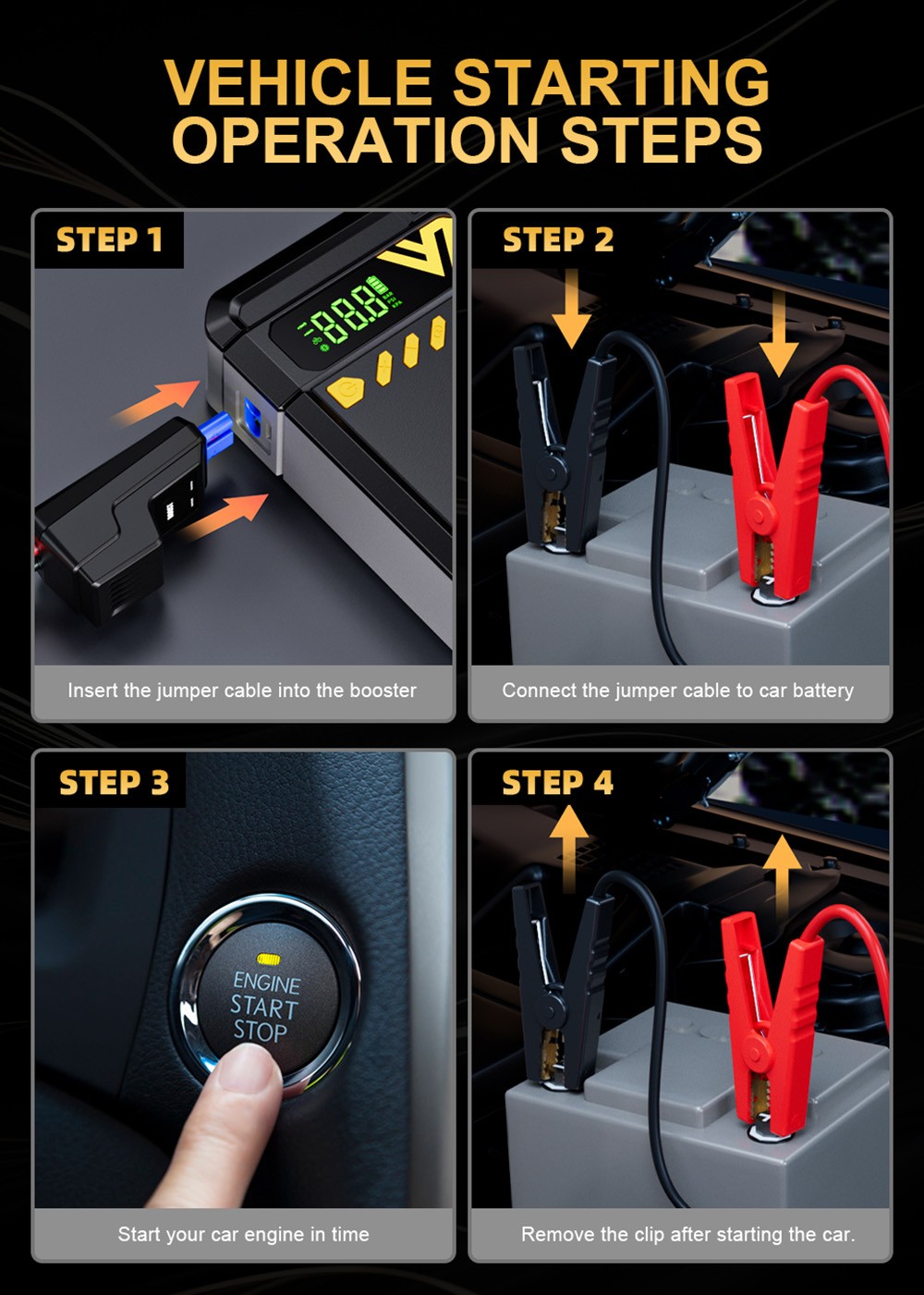 VTOMAN X4 2500A 12V Car Jump Starter  10000mAh Power Bank  150PSI Air Compressor  LED Flashlight  For 8 5L Gas and 6L Diesel En
