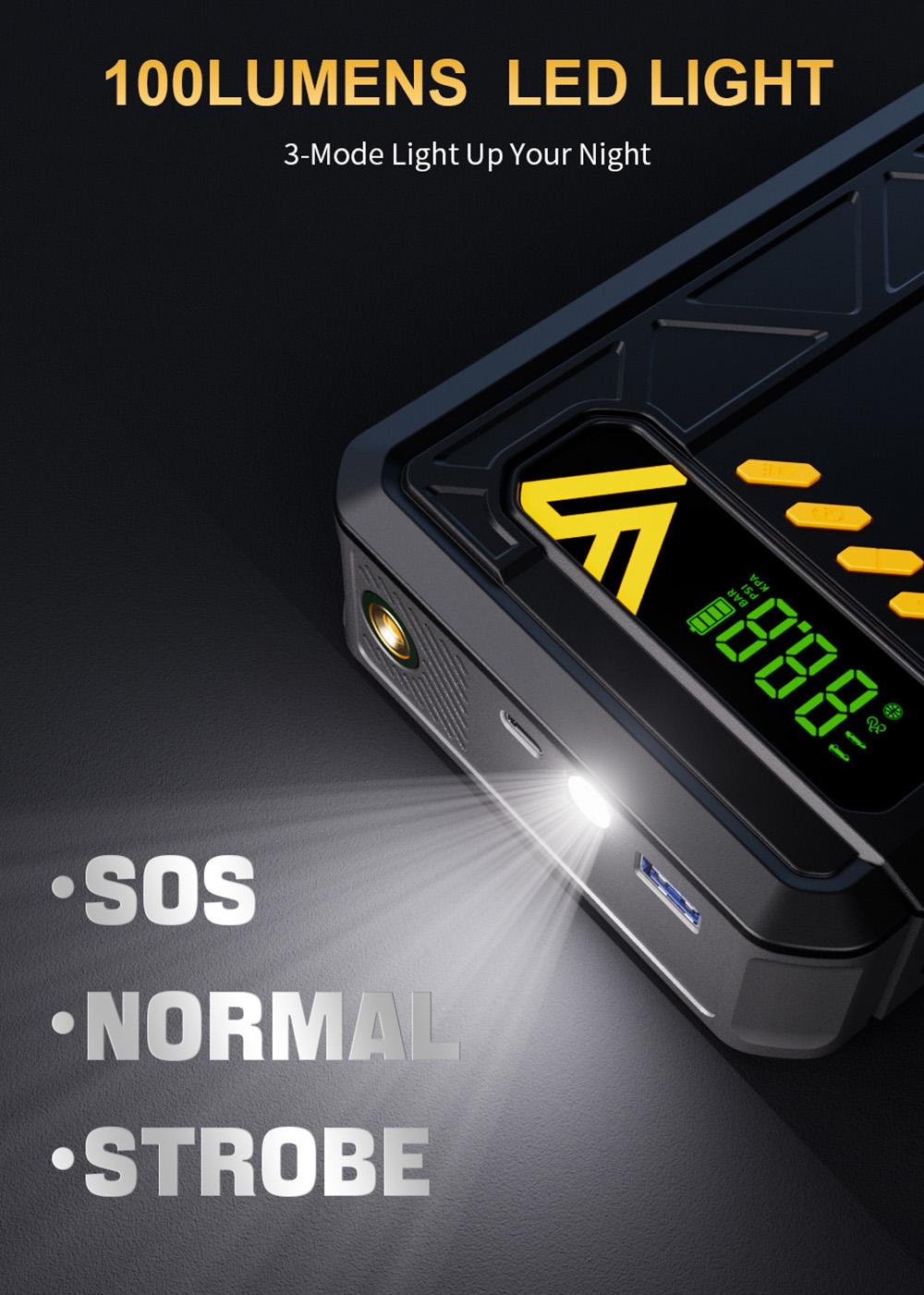 VTOMAN X4 2500A 12V Car Jump Starter  10000mAh Power Bank  150PSI Air Compressor  LED Flashlight  For 8 5L Gas and 6L Diesel En