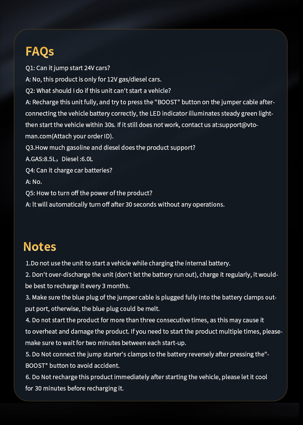 VTOMAN X4 2500A 12V Car Jump Starter  10000mAh Power Bank  150PSI Air Compressor  LED Flashlight  For 8 5L Gas and 6L Diesel En
