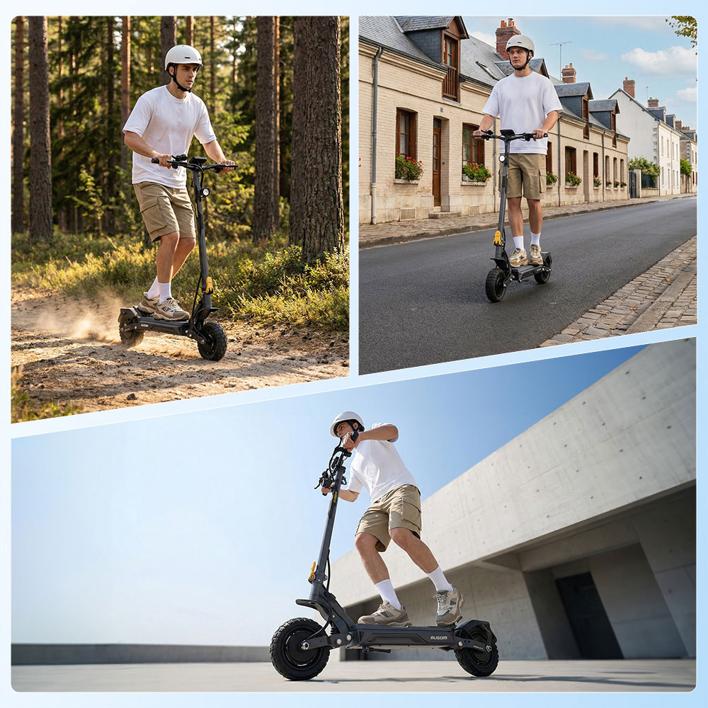 Ausom Gosoul 2 Pro Dual Motor Electric Scooter  1000W*2 Motor  48V 18Ah Battery  10-inch Tires  60km/h Max Speed  90km Range  Front