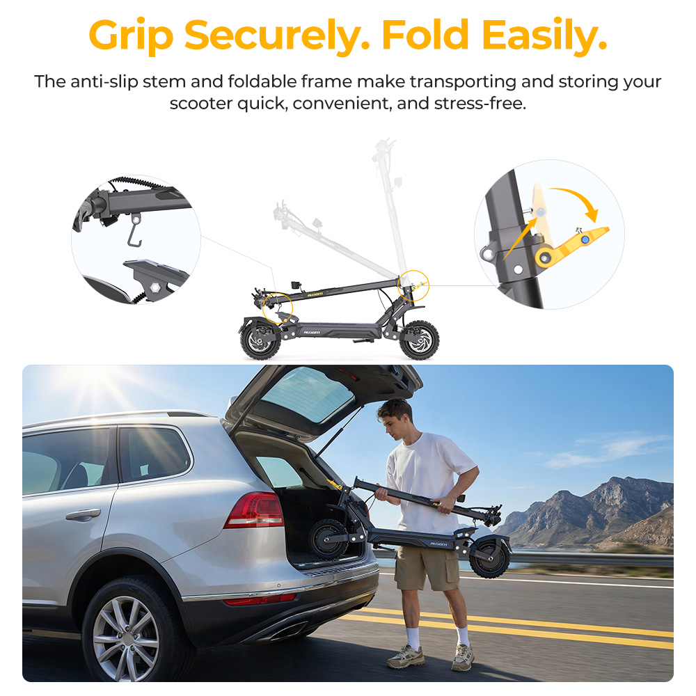 Ausom Gosoul 2 Pro Dual Motor Electric Scooter  1000W*2 Motor  48V 18Ah Battery  10-inch Tires  60km/h Max Speed  90km Range  Front