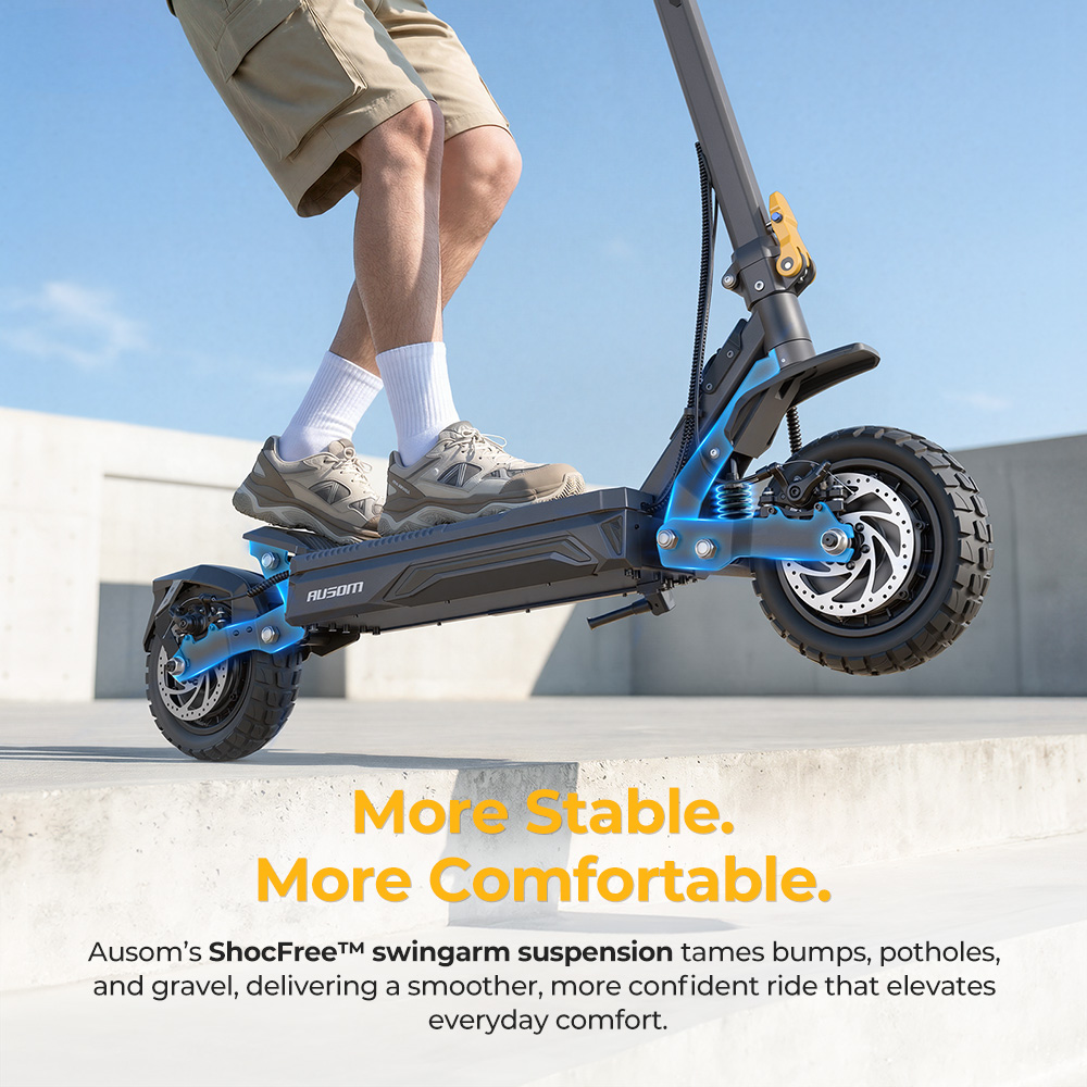 Ausom Gosoul 2 Pro Dual Motor Electric Scooter  1000W*2 Motor  48V 18Ah Battery  10-inch Tires  60km/h Max Speed  90km Range  Front